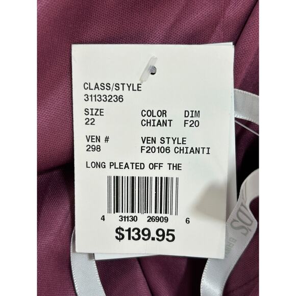 Davids Bridal Dress Size 22 Chianti Long Pleated Off the Shoulder Stretch Crepe - Picture 9 of 11